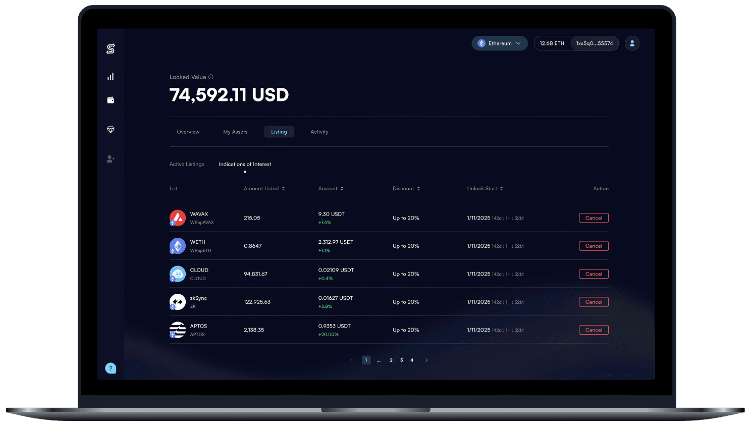 Secondswap DEFI Secondary Locked Token Marketplace screen 4